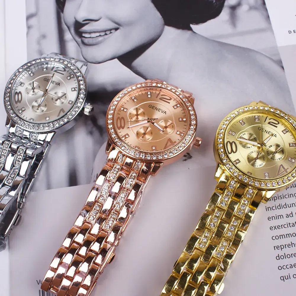 Gold Plated Women's Quartz Watch with Crystal Band - Image 7