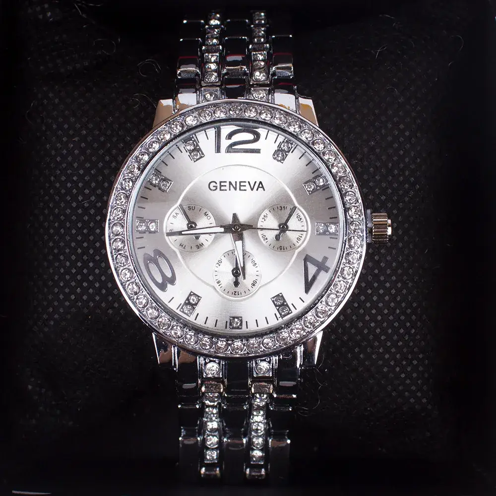Gold Plated Women's Quartz Watch with Crystal Band - Image 3