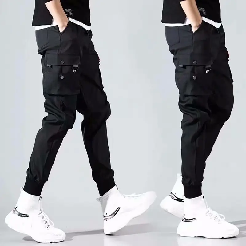 Men's Black Cargo Pants Spring Autumn Casual Joggers