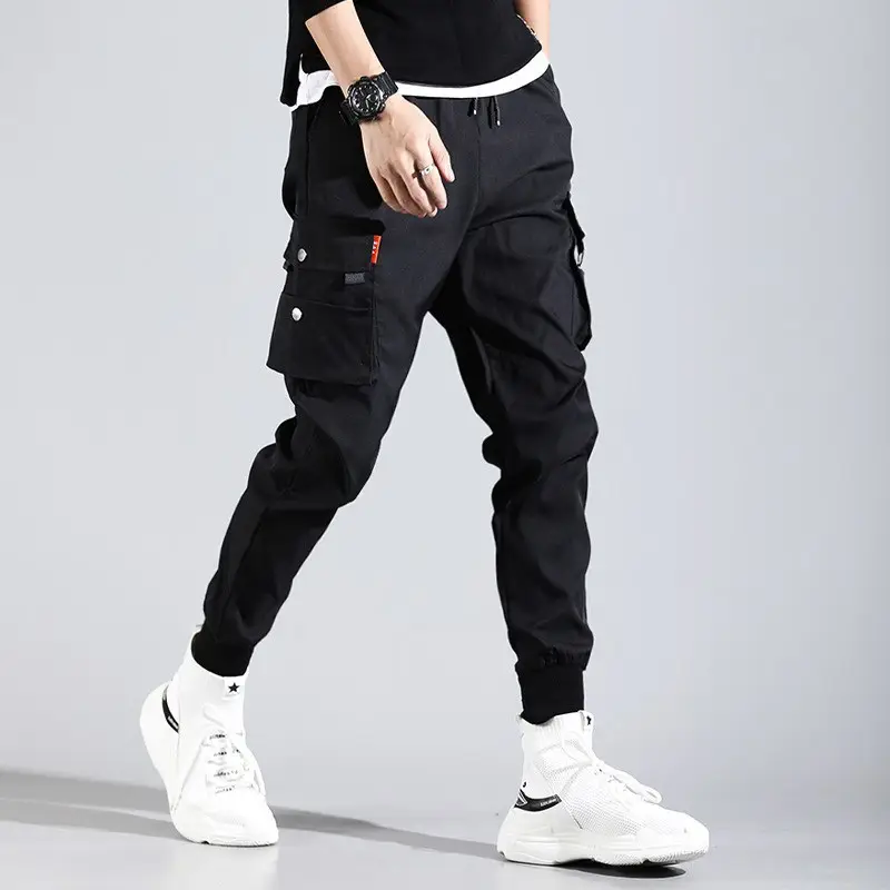 Men's Black Cargo Pants Spring Autumn Casual Joggers