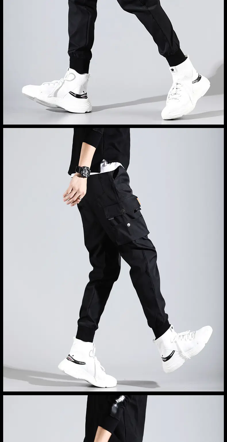 Men's Black Cargo Pants Spring Autumn Casual Joggers — feature 5