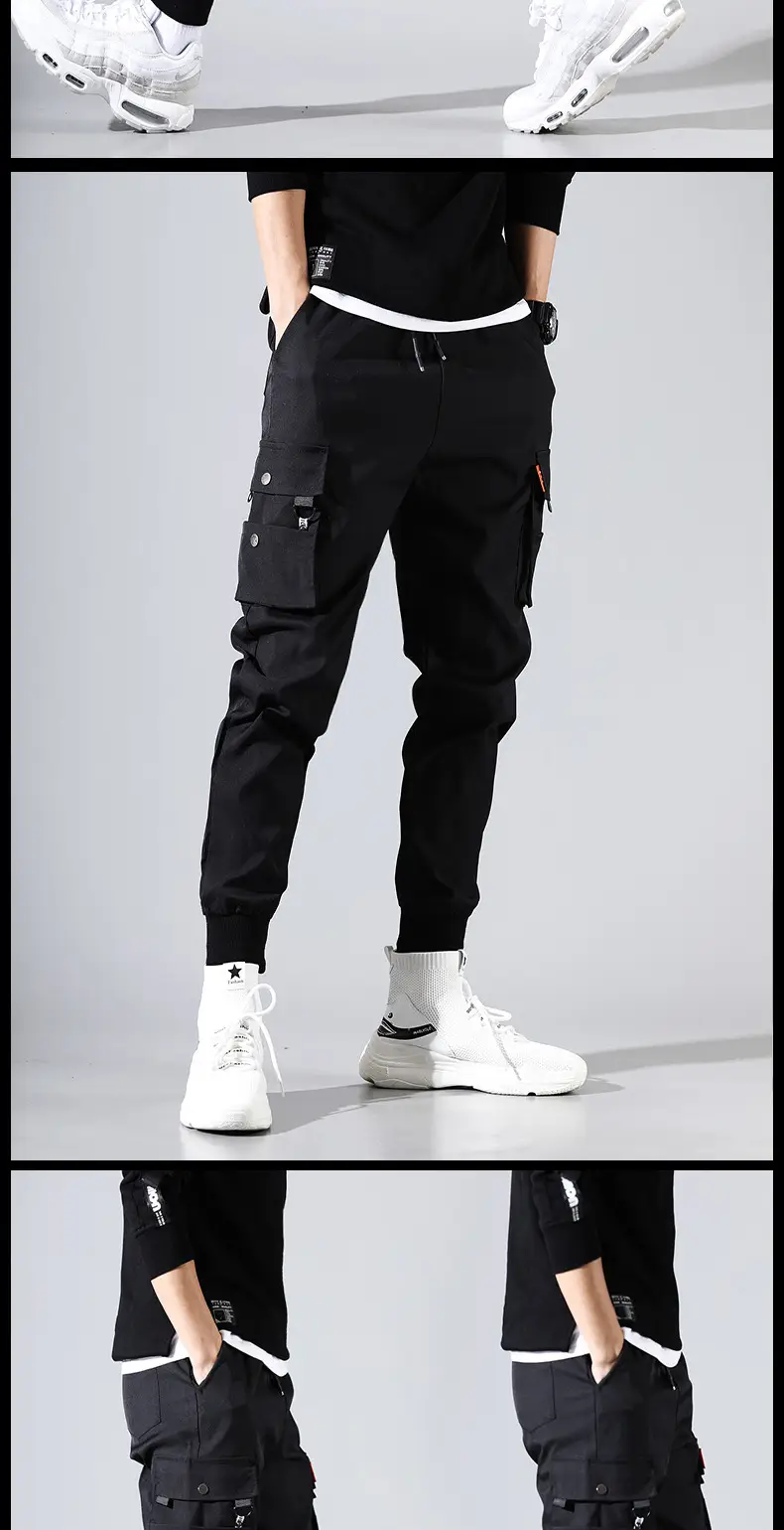 Men's Black Cargo Pants Spring Autumn Casual Joggers — feature 7