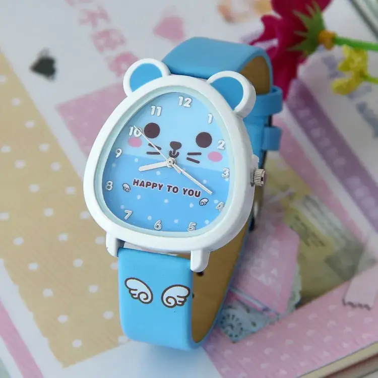 Cute Cat Design Kids Watch Blue Quartz - Image 3