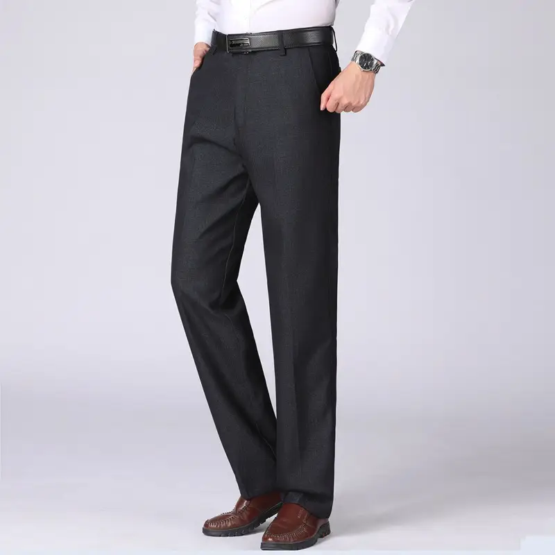 Men's Black Fleece-Lined Western Pants Autumn Winter Loose Straight - Image 3