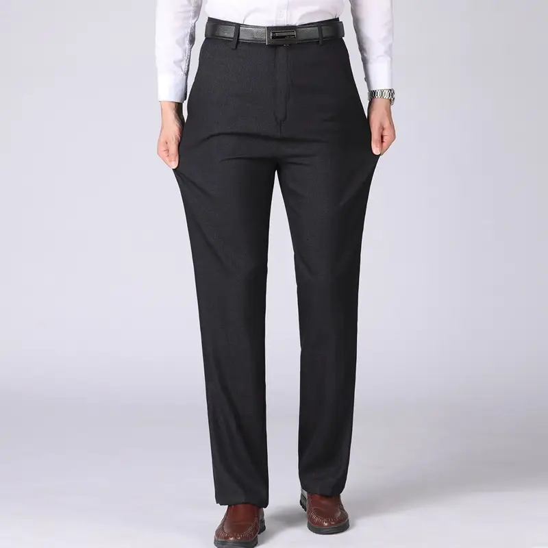 Men's Black Fleece-Lined Western Pants Autumn Winter Loose Straight - Image 4