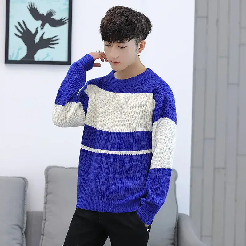 Korean Style Loose Turtleneck Sweater Black White - Image 5