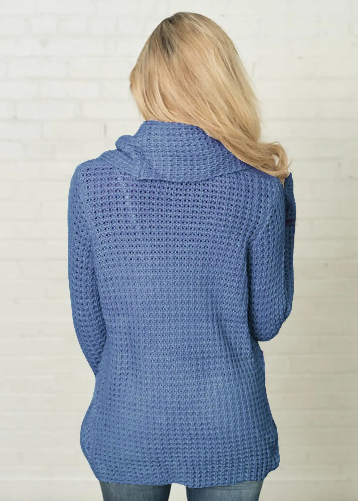 Women's Long-Sleeved Woven Lapel Sweater Tan Winter — feature 18
