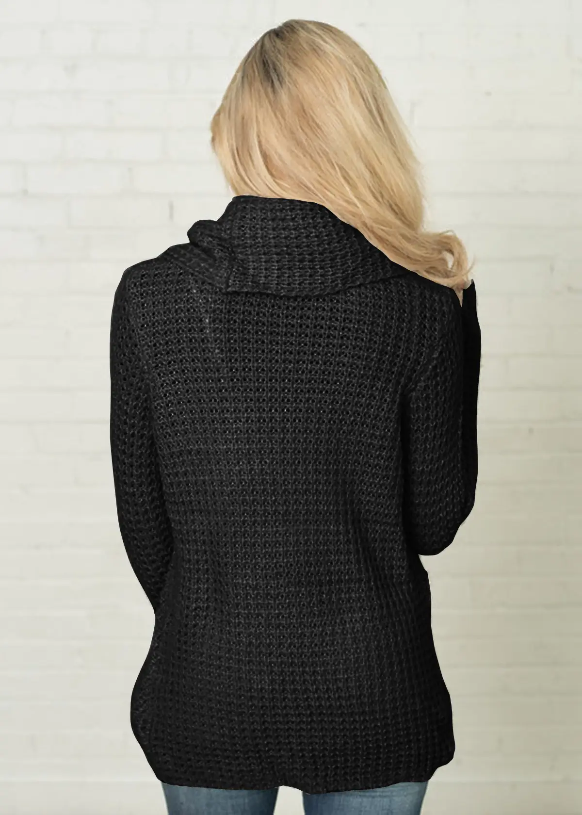 Women's Long-Sleeved Woven Lapel Sweater Tan Winter — feature 26