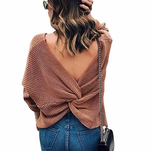 Black Knit V Neck Pullover Top for Women — feature 5