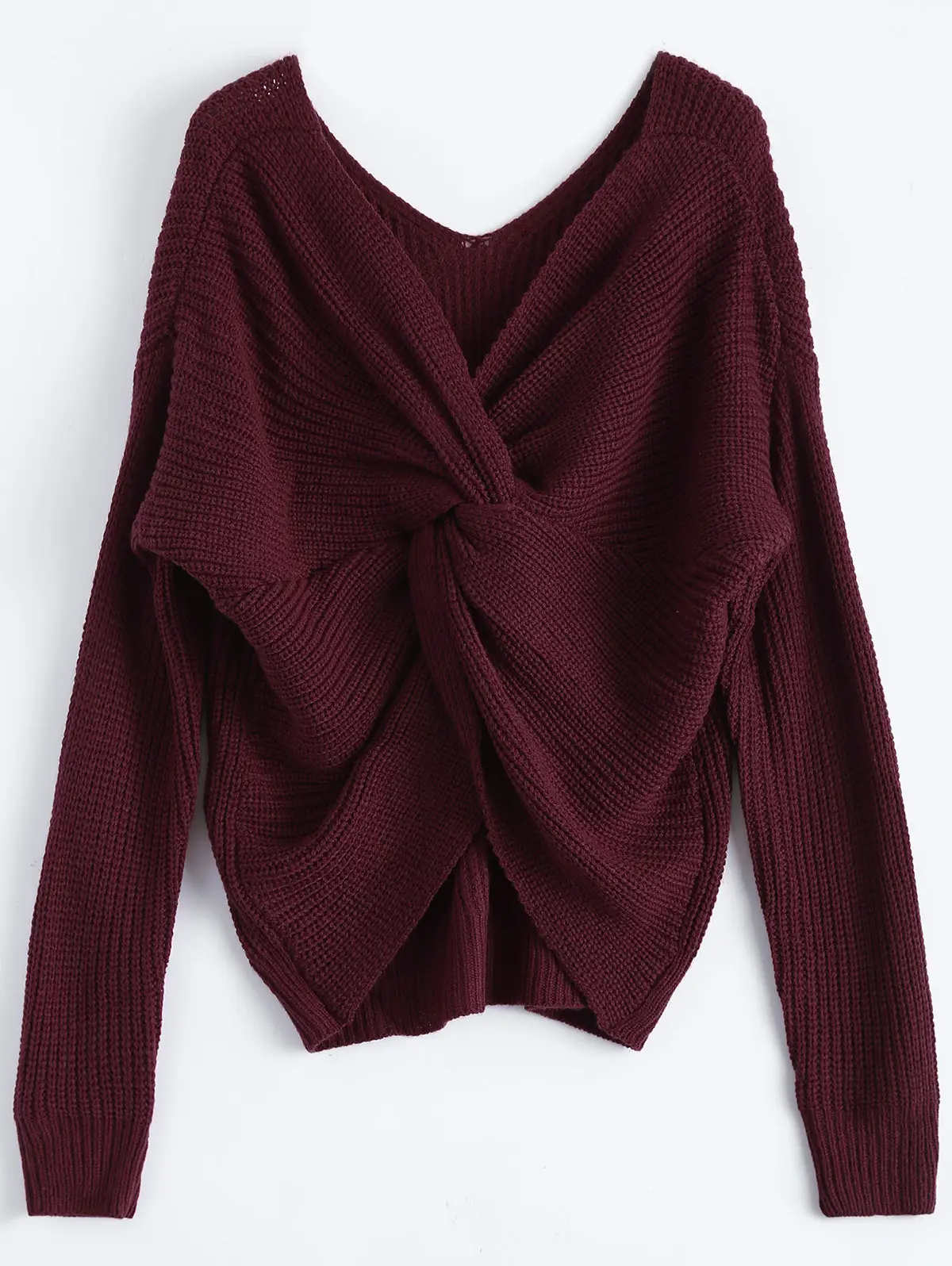 Black Knit V Neck Pullover Top for Women