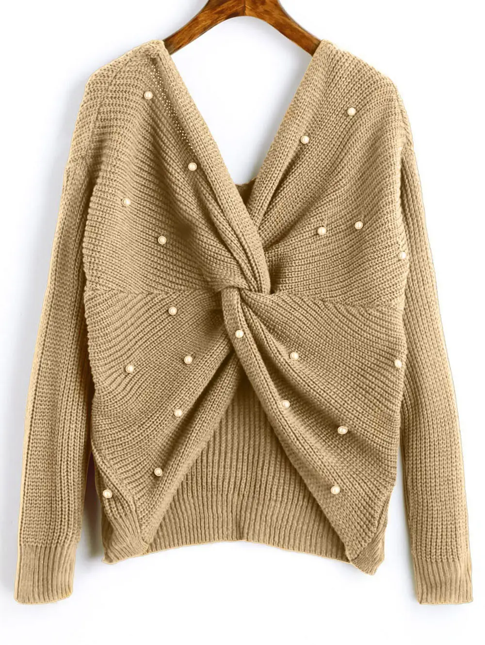 Black Knit V Neck Pullover Top for Women