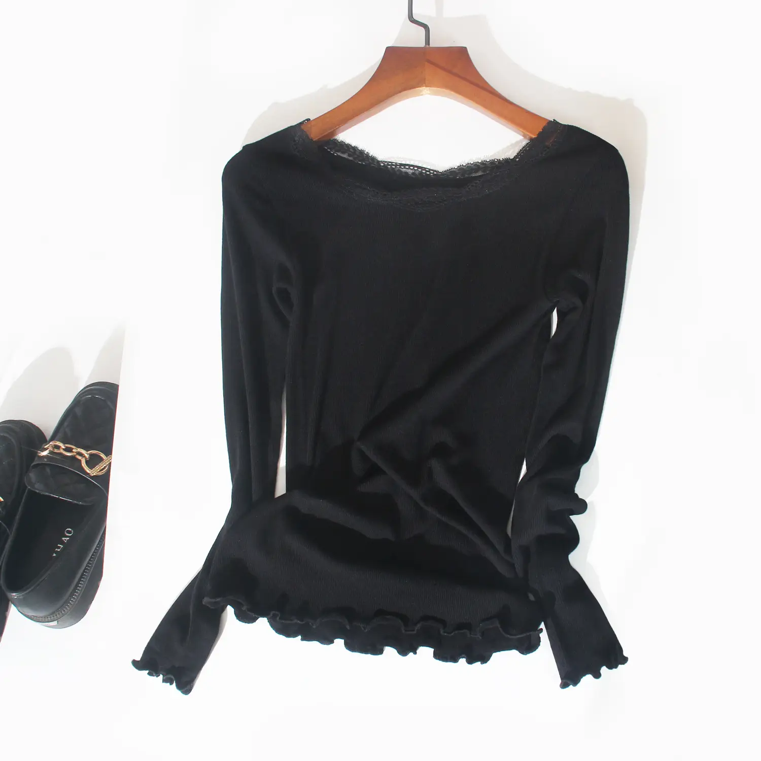 Black Ruffled Turtleneck for Women Winter Warmth — feature 15