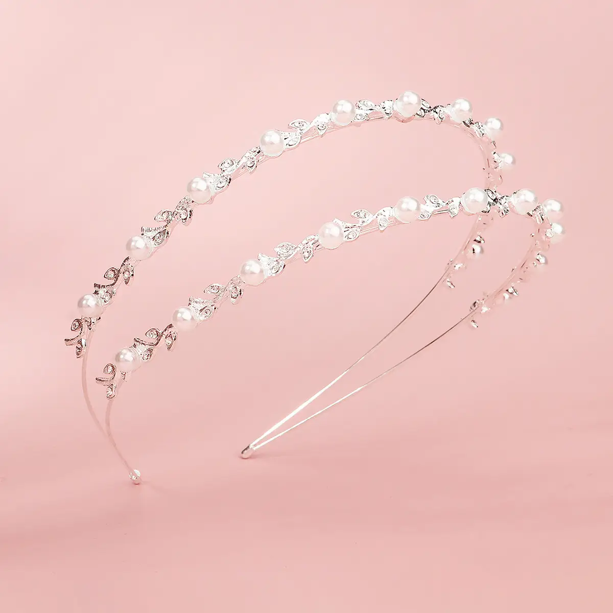 Double Layered Pearl Bridal Headband 2cm Height 12.5cm Width - Image 3