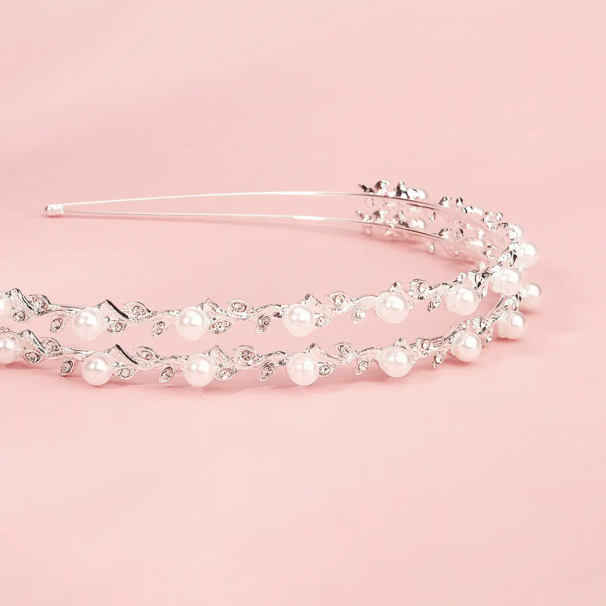 Double Layered Pearl Bridal Headband 2cm Height 12.5cm Width - Image 5