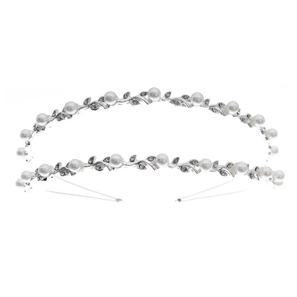 Double Layered Pearl Bridal Headband 2cm Height 12.5cm Width - Image 6