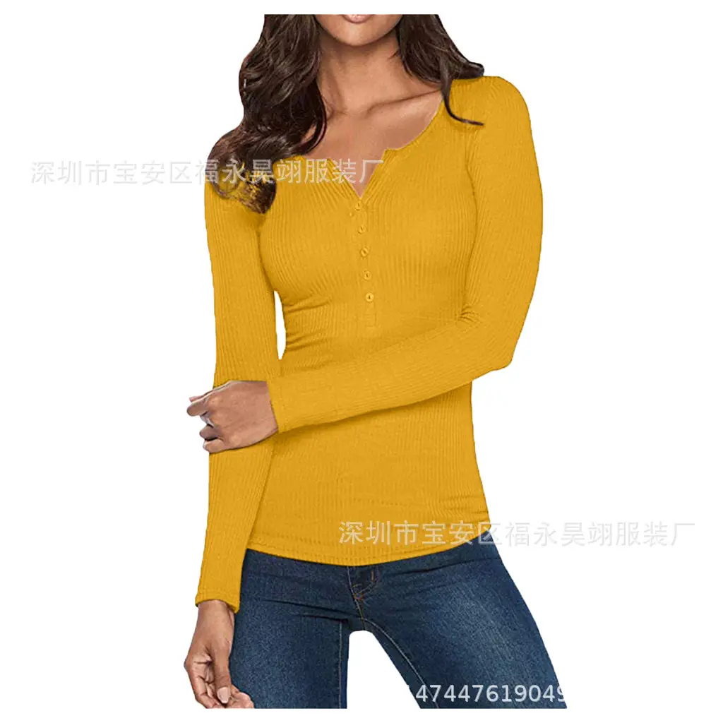 2023 Slim Fit V-Neck Base Shirt Top