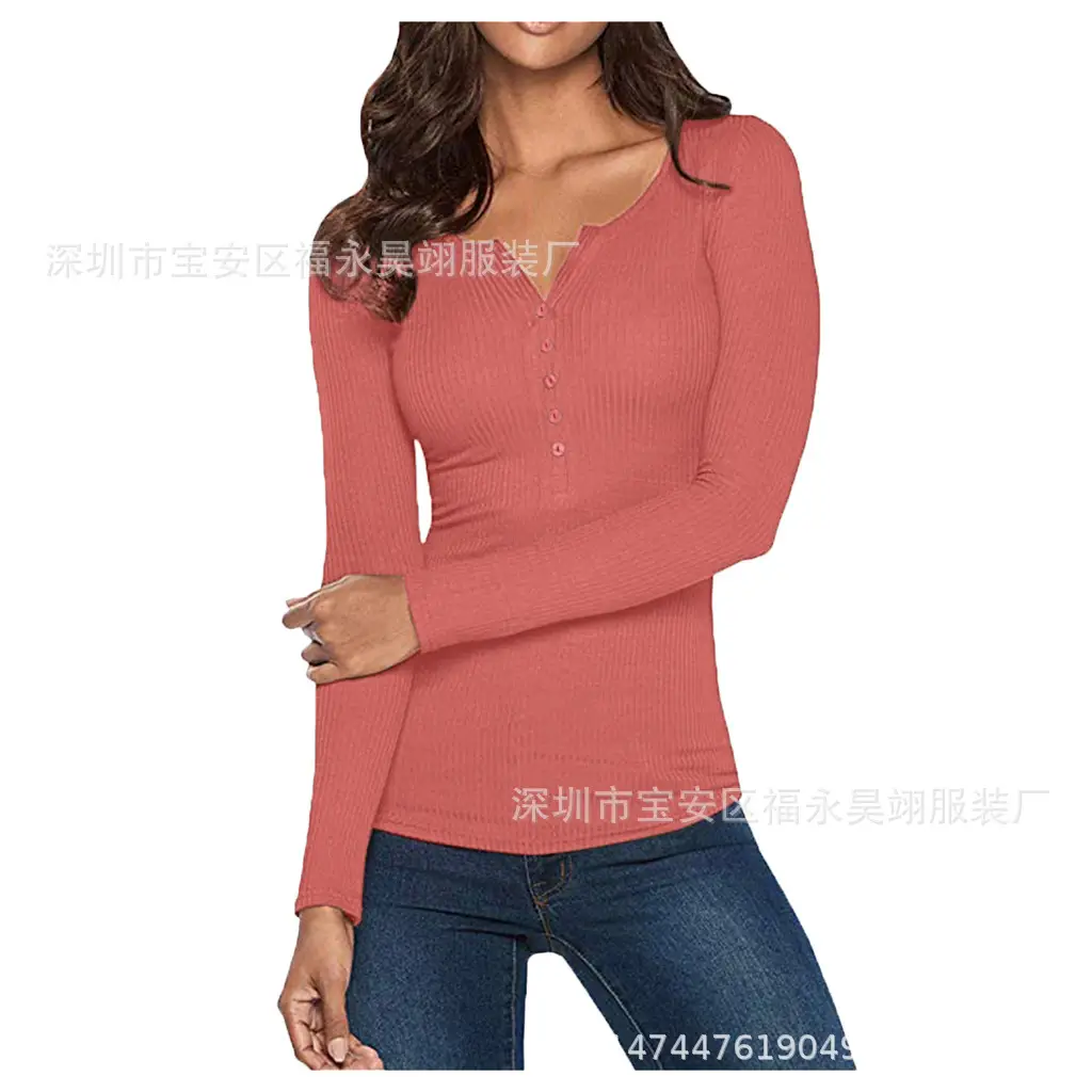 2023 Slim Fit V-Neck Base Shirt Top