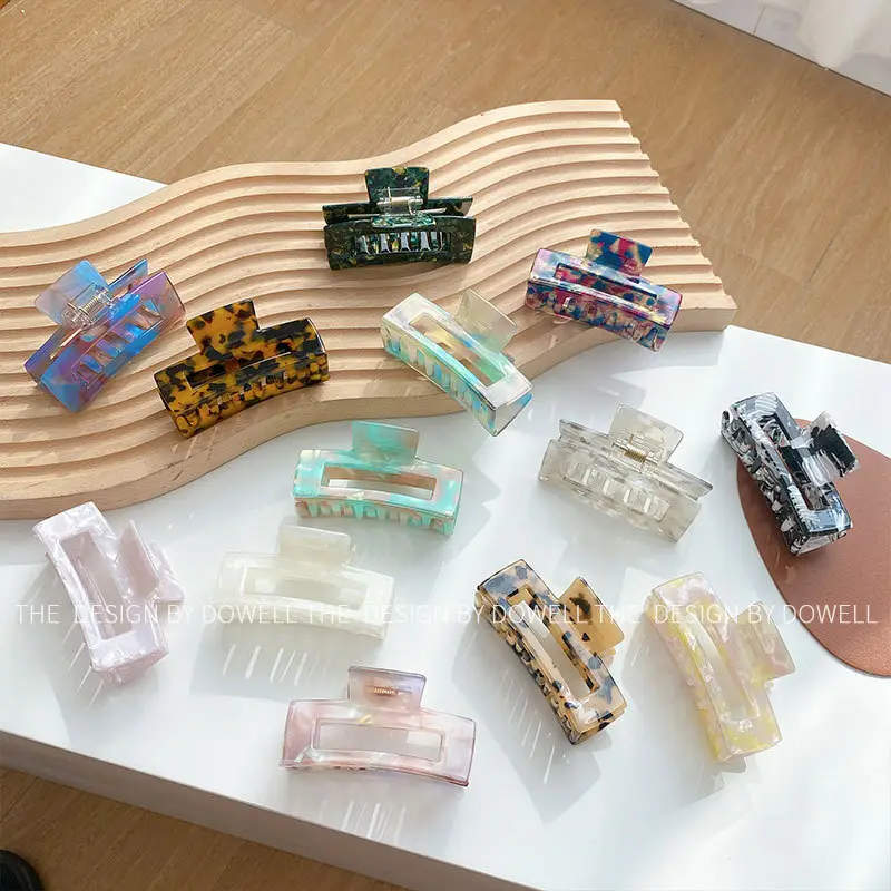 Korean Acrylic Hair Clip Purple Gradient Square Shape - Image 18
