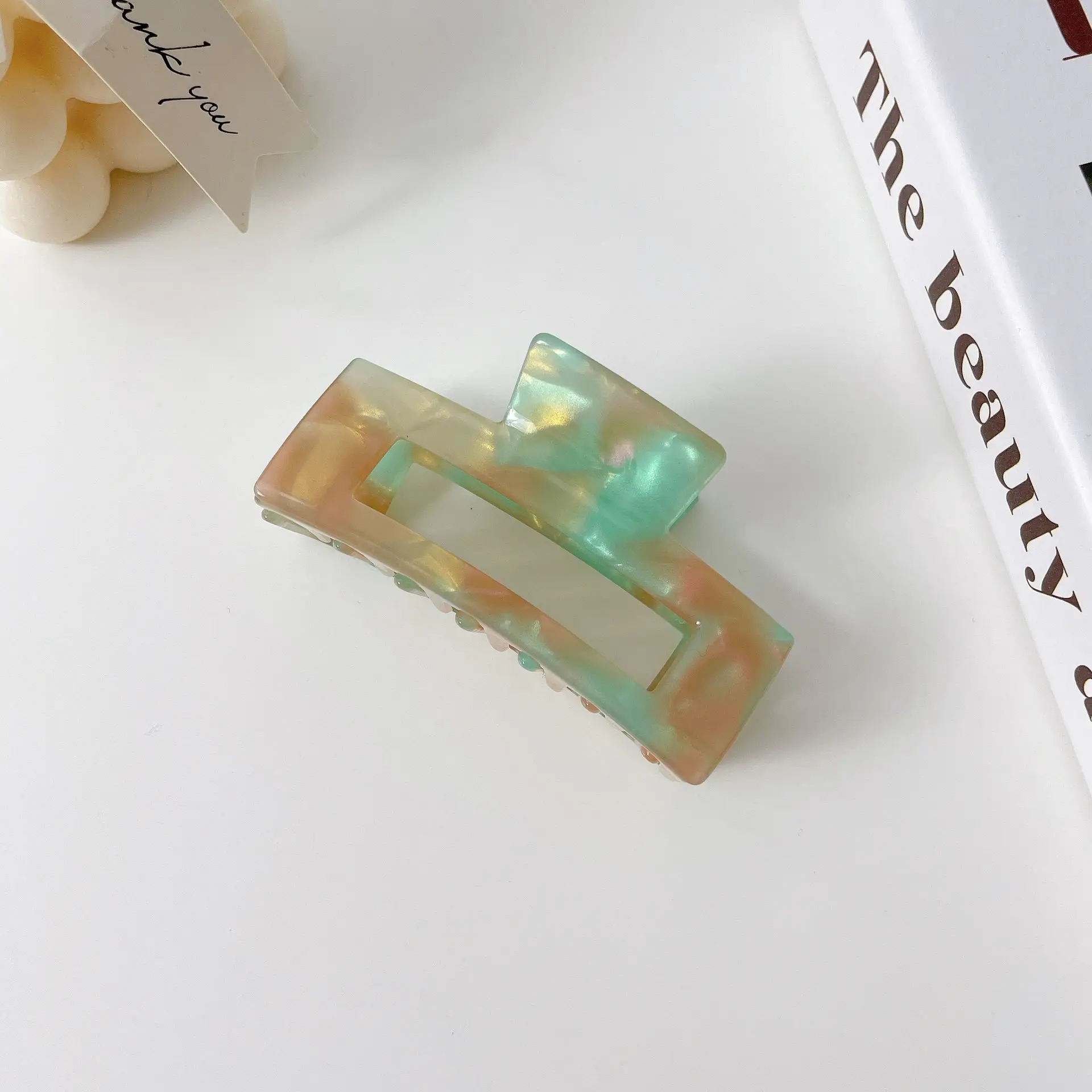Korean Acrylic Hair Clip Purple Gradient Square Shape - Image 10