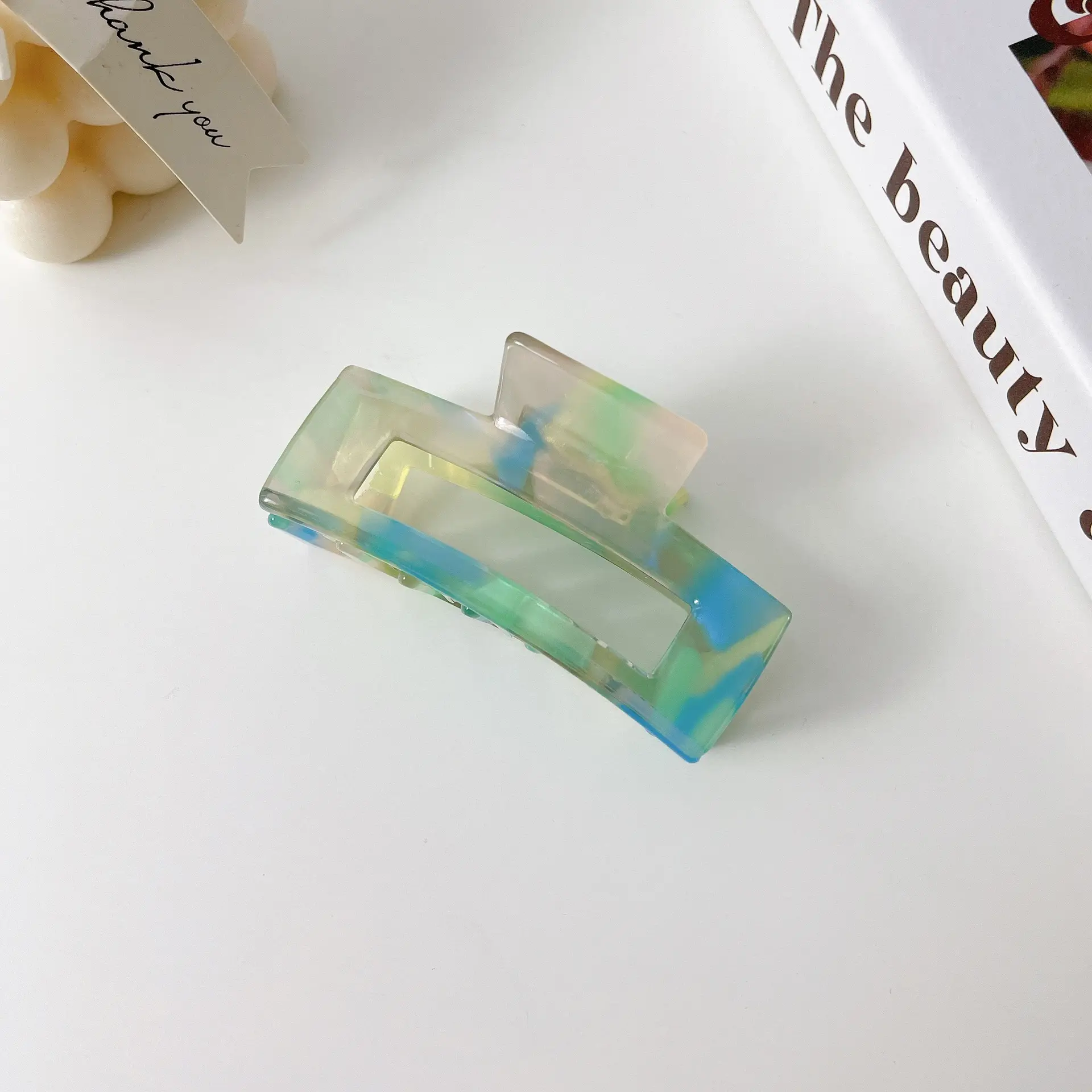 Korean Acrylic Hair Clip Purple Gradient Square Shape - Image 11