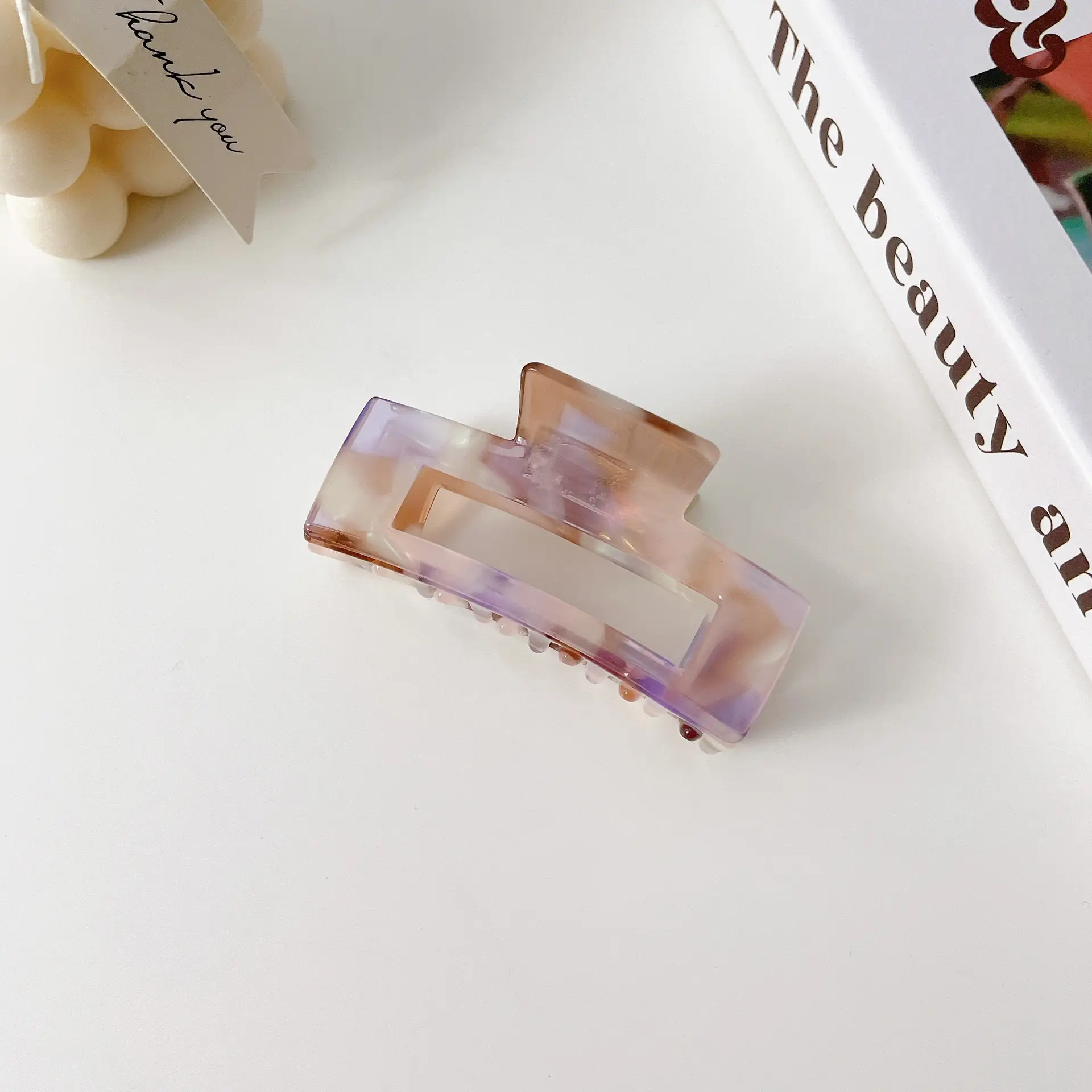 Korean Acrylic Hair Clip Purple Gradient Square Shape - Image 14