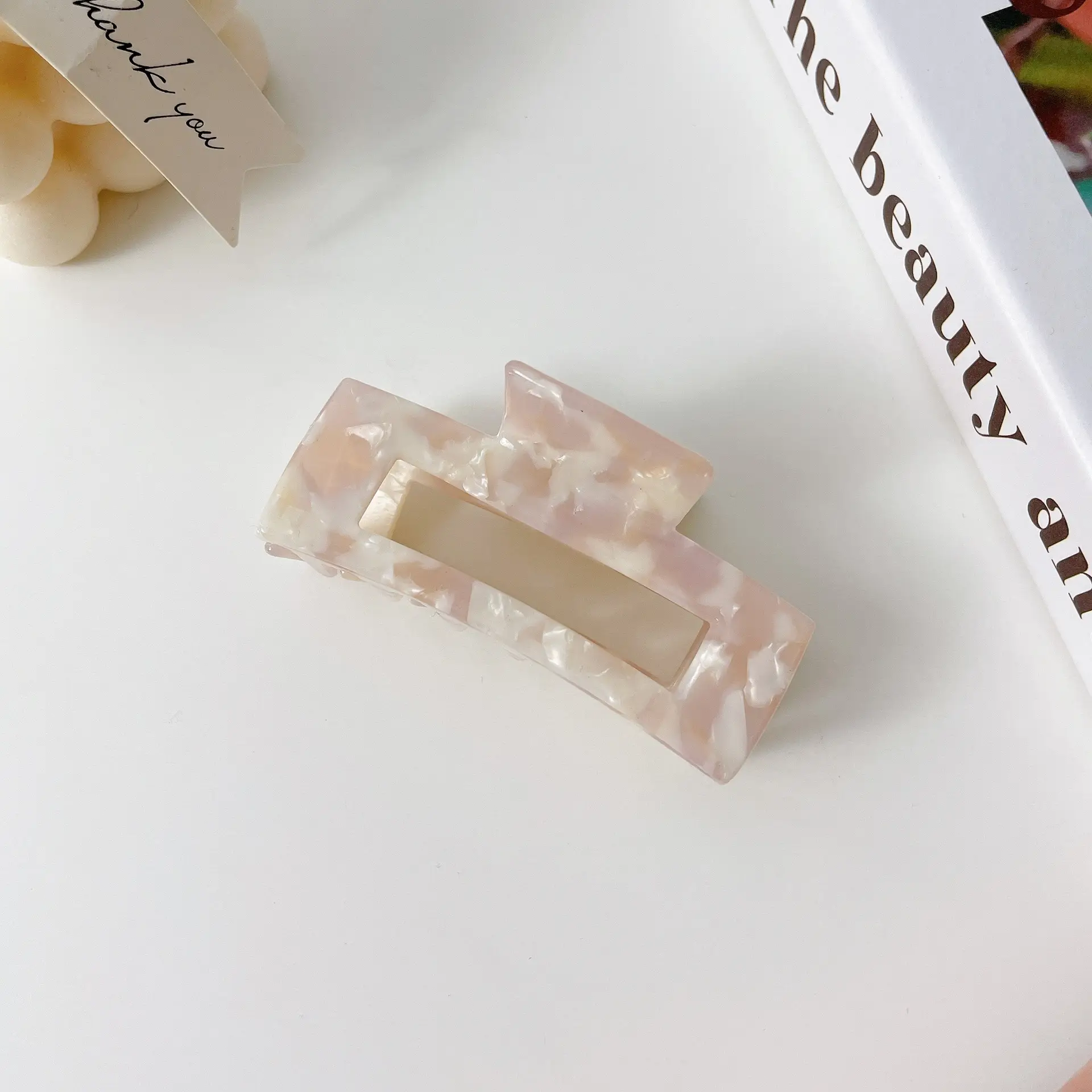 Korean Acrylic Hair Clip Purple Gradient Square Shape - Image 3