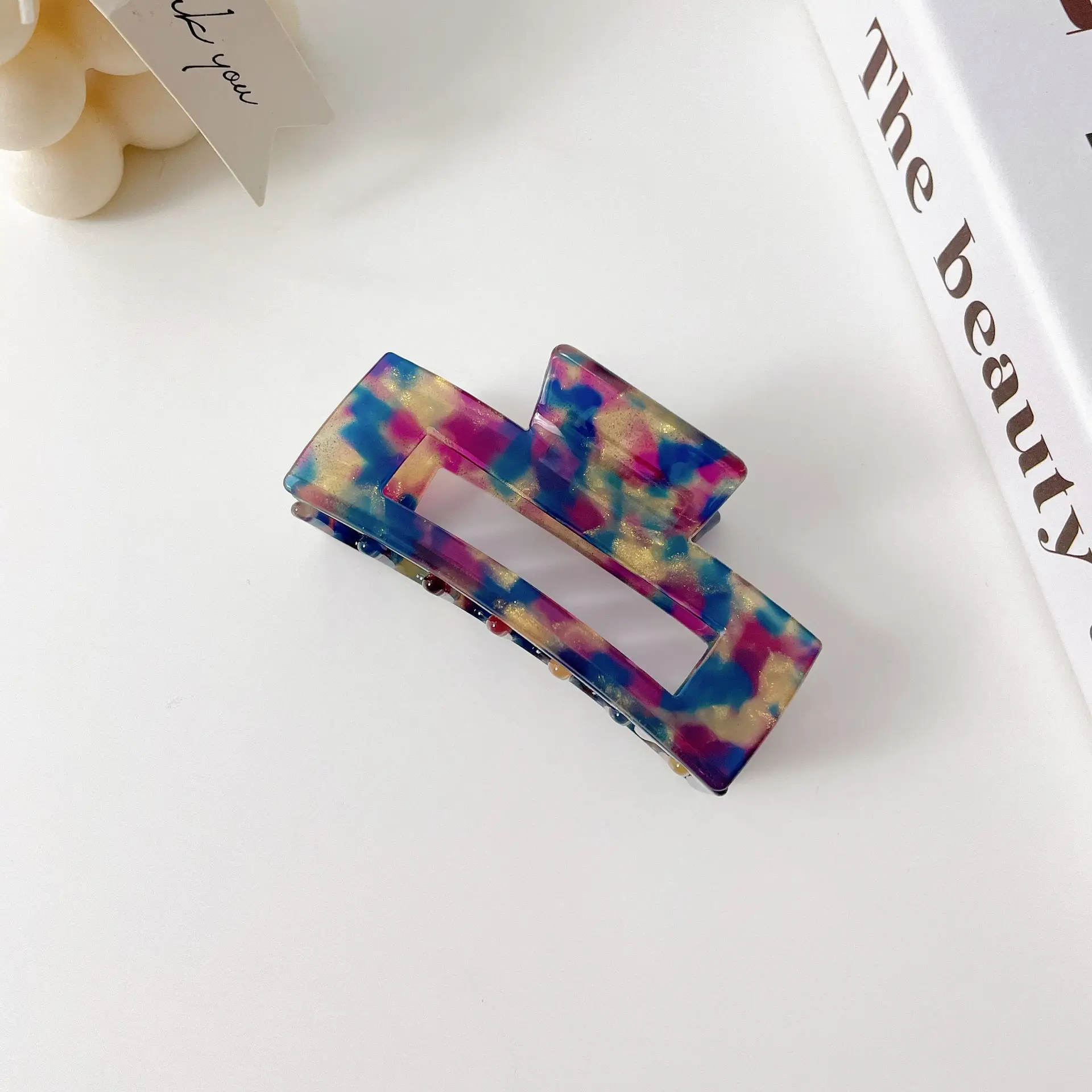Korean Acrylic Hair Clip Purple Gradient Square Shape - Image 4