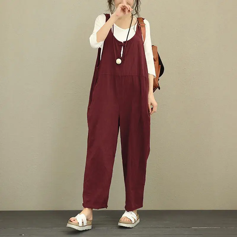 Fat Plus Size Navy Blue Loose Overalls Set - Image 6