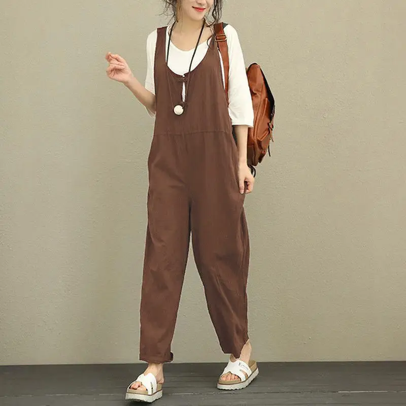 Fat Plus Size Navy Blue Loose Overalls Set - Image 7