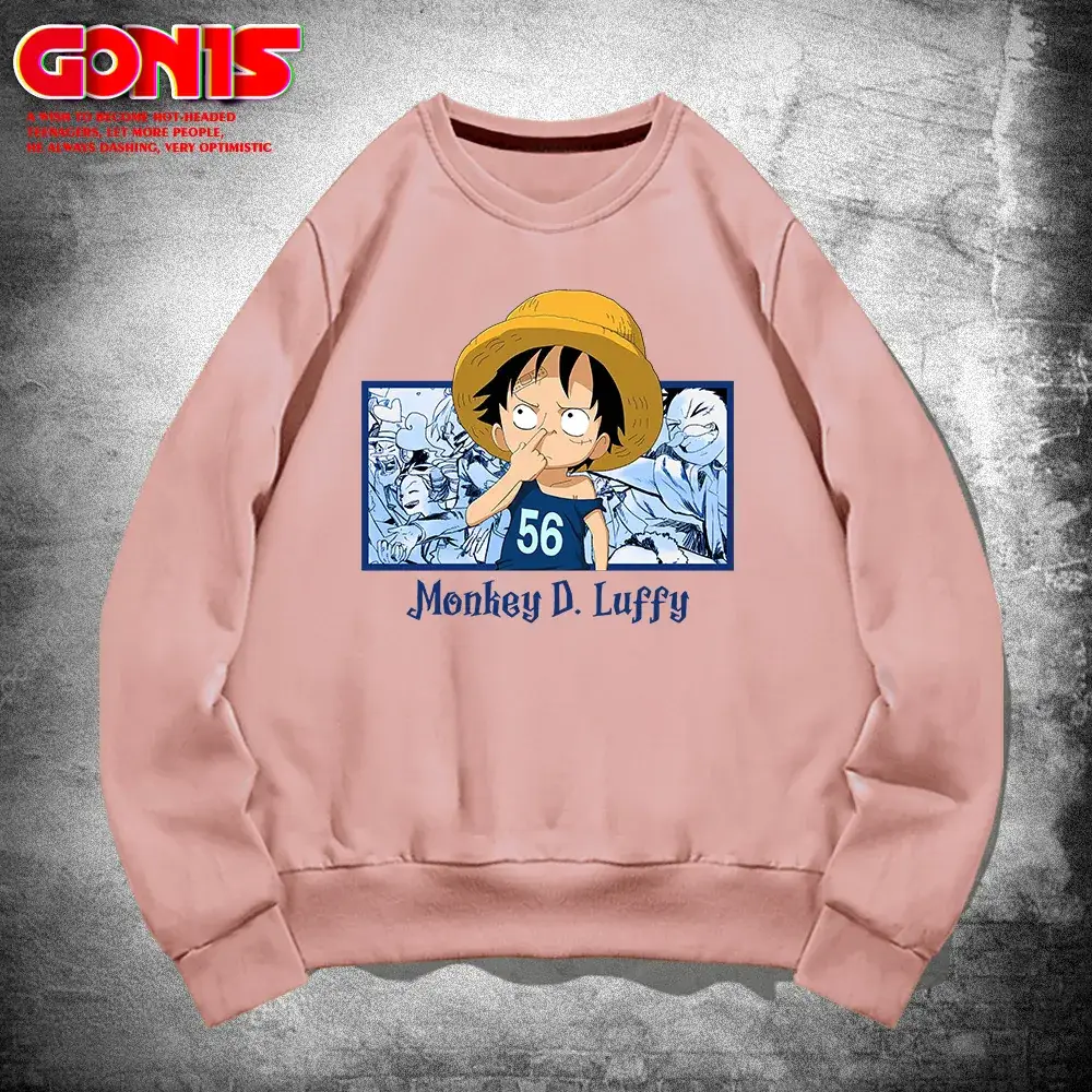 Men's Red Anime Luffy Sweatshirt Round Neck - Image 7