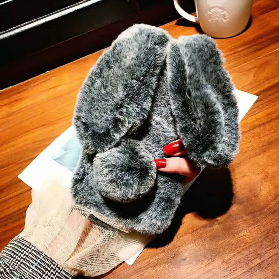 Plush Rabbit Ears Phone Case for iPhone 15