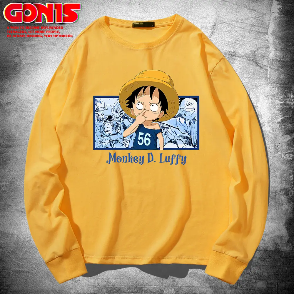 One Piece Monkey D Luffy Sweatshirt Blue Long Sleeve - Image 3