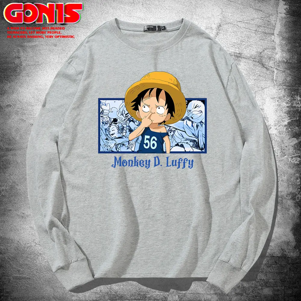 One Piece Monkey D Luffy Sweatshirt Blue Long Sleeve - Image 7