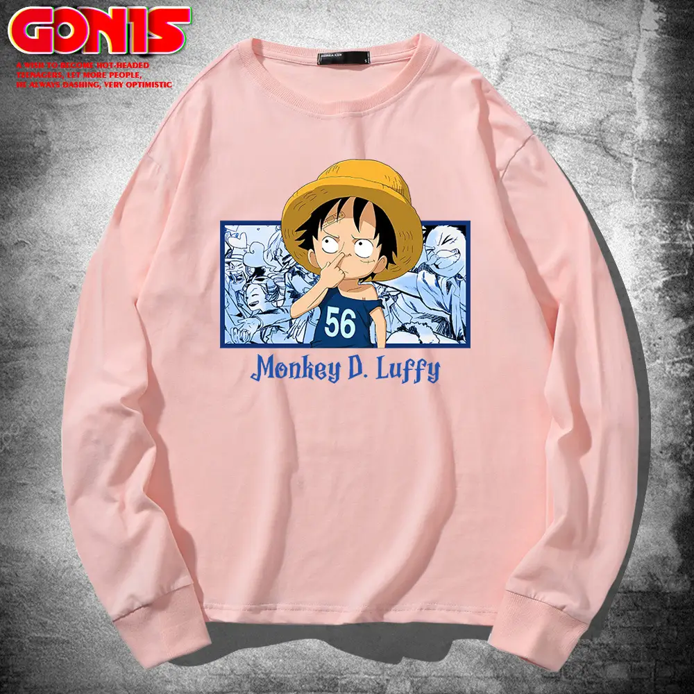 One Piece Monkey D Luffy Sweatshirt Blue Long Sleeve - Image 8