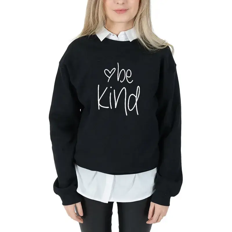 White "Be Kind" Round Neck Sweatshirt - Image 2