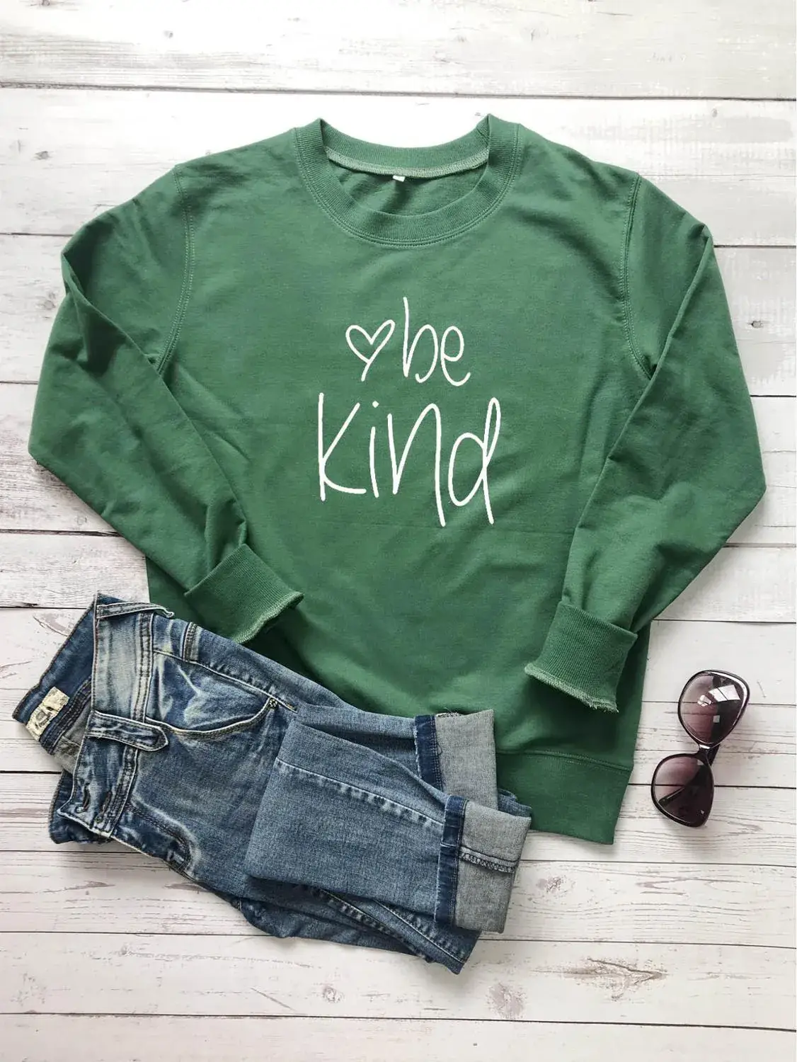 White "Be Kind" Round Neck Sweatshirt - Image 5