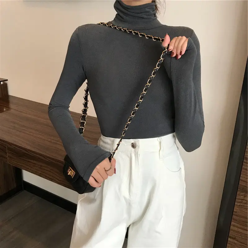 Women Korean Style Brown Collar Long Sleeve Top - Image 9