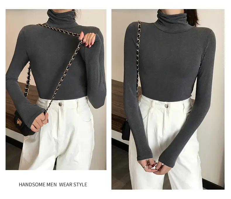 Women Korean Style Brown Collar Long Sleeve Top — feature 18
