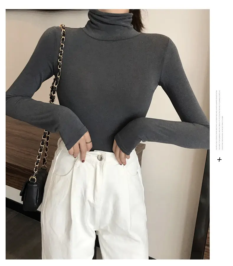 Women Korean Style Brown Collar Long Sleeve Top — feature 19