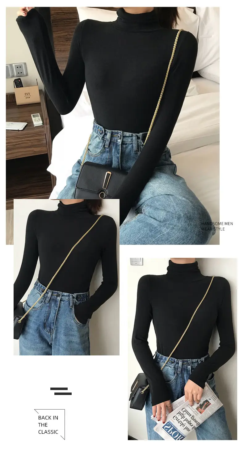Women Korean Style Brown Collar Long Sleeve Top — feature 21