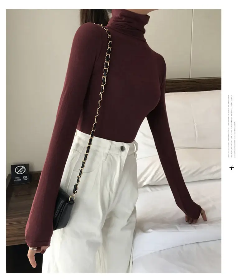 Women Korean Style Brown Collar Long Sleeve Top — feature 25