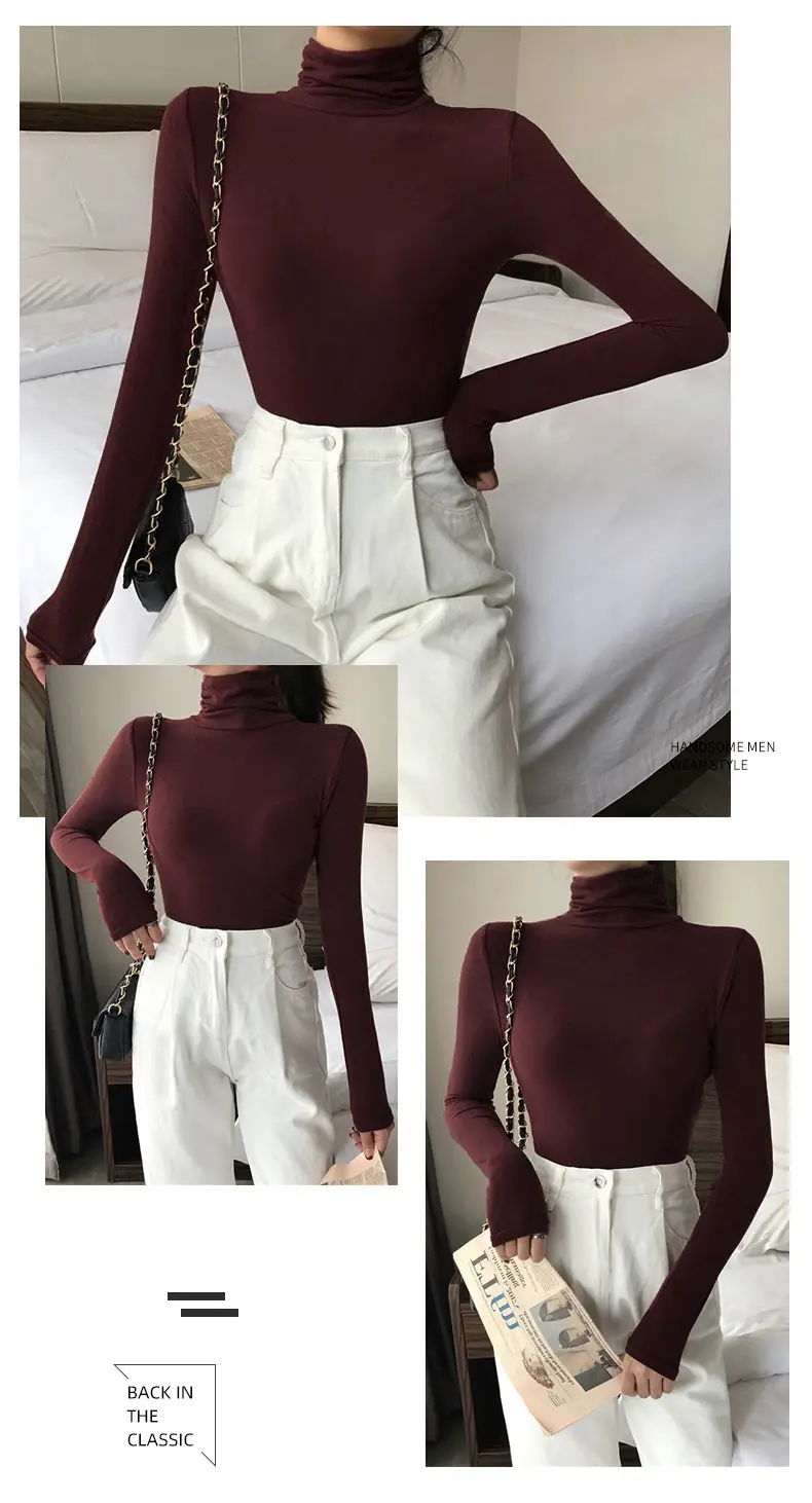 Women Korean Style Brown Collar Long Sleeve Top — feature 26