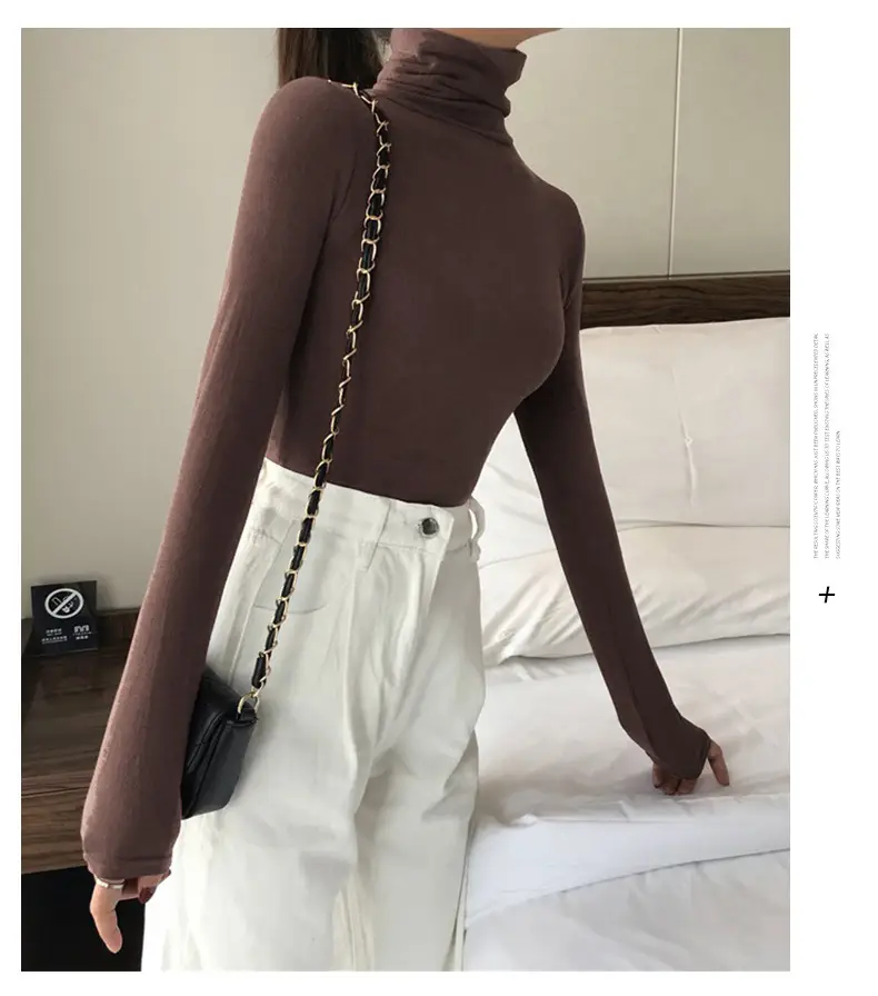 Women Korean Style Brown Collar Long Sleeve Top — feature 29