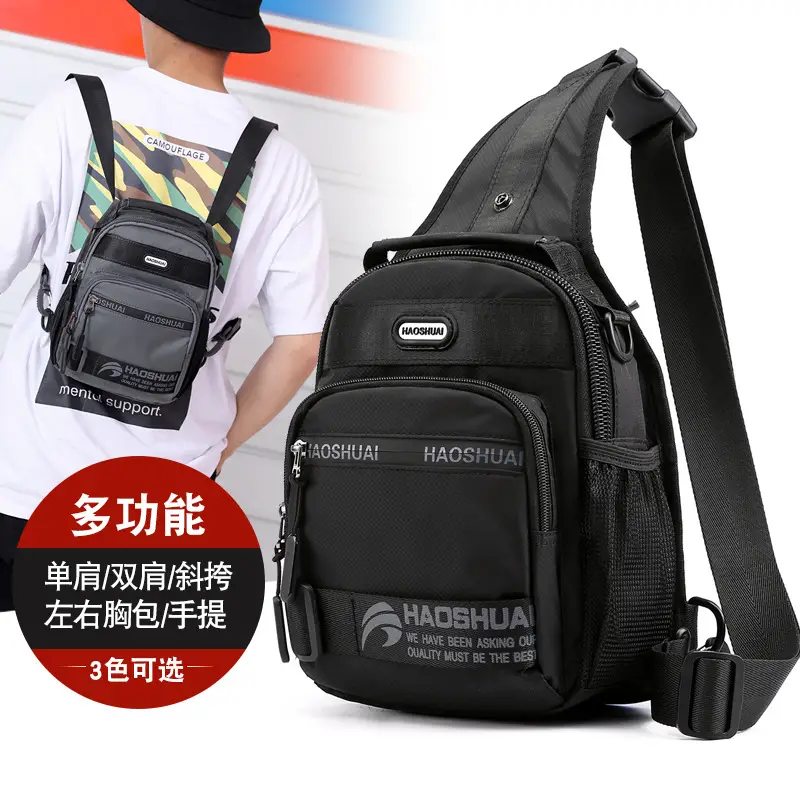 Men's Waterproof Nylon Chest Bag with Crossbody Strap - Image 5