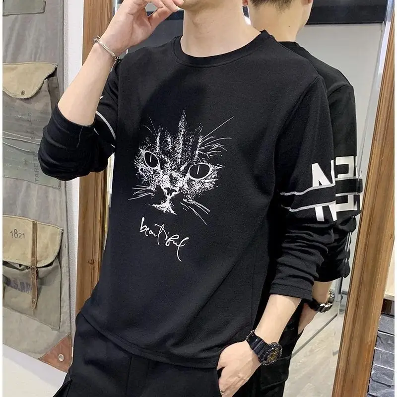 Men Long Sleeve Yellow T-Shirt with Tree Print - Image 8