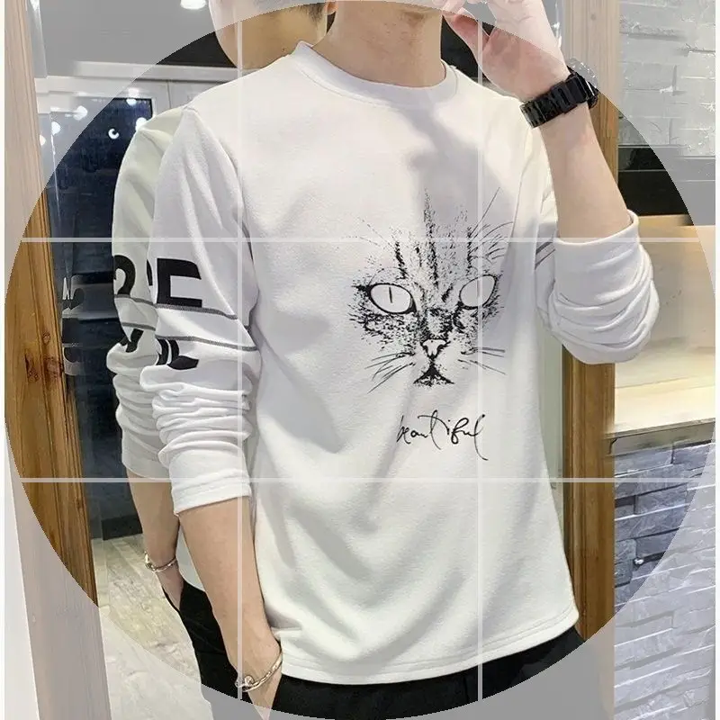 Men Long Sleeve Yellow T-Shirt with Tree Print - Image 11
