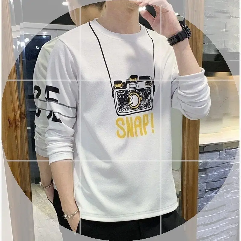 Men Long Sleeve Yellow T-Shirt with Tree Print - Image 15