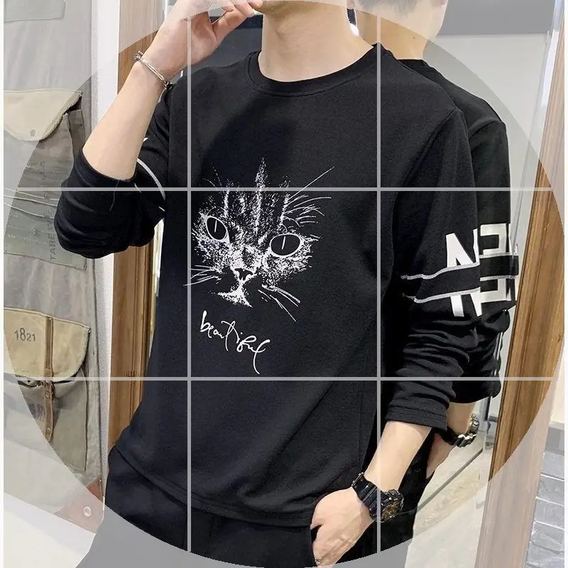 Men Long Sleeve Yellow T-Shirt with Tree Print - Image 3