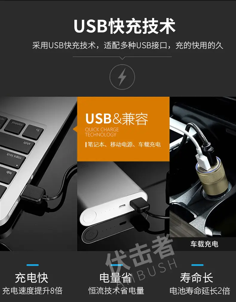 USB Charging Headlight for Mountain Bike Rain Proof Night Riding — feature 6