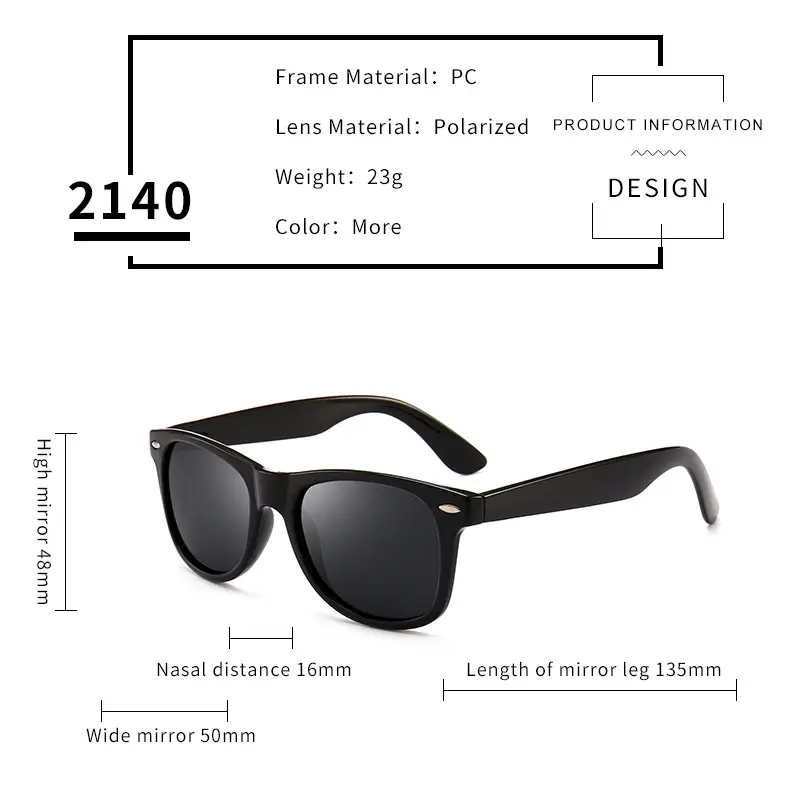 Men Women Retro Polarized Sunglasses Black 2140 β feature 8